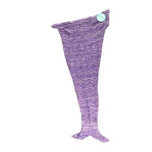 Catalonia Adults Mermaid Tail Knitted Blanket Purple Women's Button 35" NWT